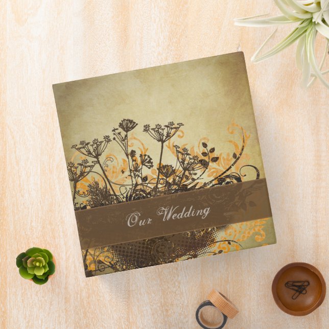 Distressed Coral & Brown Earth Tones Wildflower Binder (In Situ)