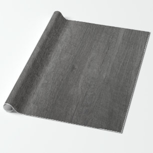Distressed Country Dark Grey Antique Wood Grain Wrapping Paper