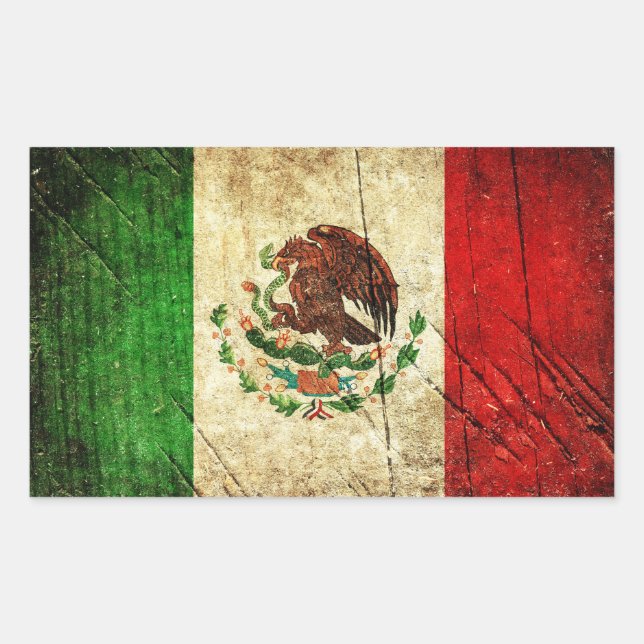 Distressed Country Flags | Mexico Rectangular Sticker (Front)