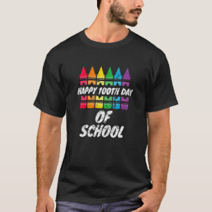 Distressed Crayon Happy 100th Day Of School Studen T-Shirt