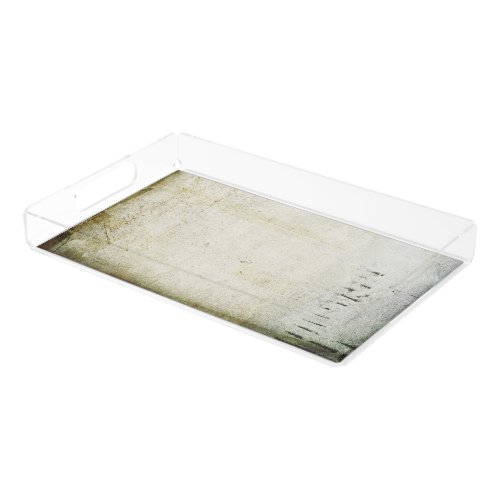 Distressed creased textured faded text acrylic tray