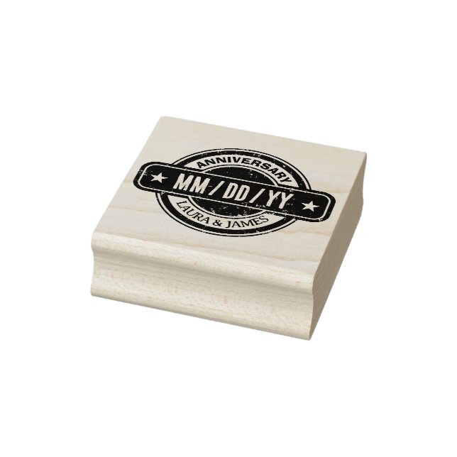 Distressed Custom Anniversary Day Date  Rubber Stamp (Stamp)
