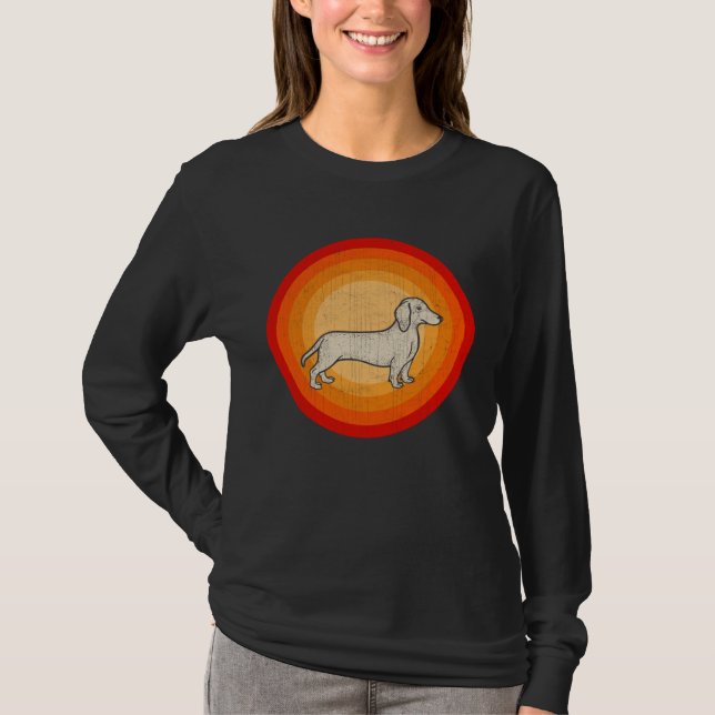 Distressed Dachshund Dog  Retro Style T-Shirt (Front)
