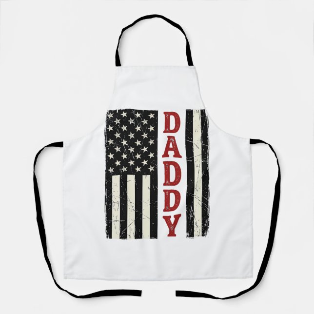 Distressed Daddy American Flag Shirt Design_1 Apron (Front)
