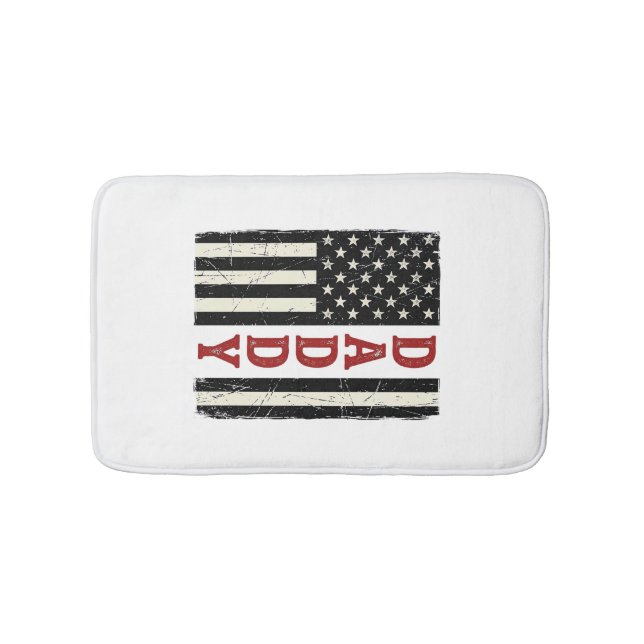 Distressed Daddy American Flag Shirt Design_1 Bath Mat (Front)
