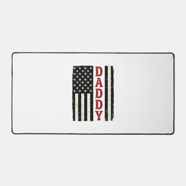 Distressed Daddy American Flag Shirt Design_1 Desk Mat (Front)