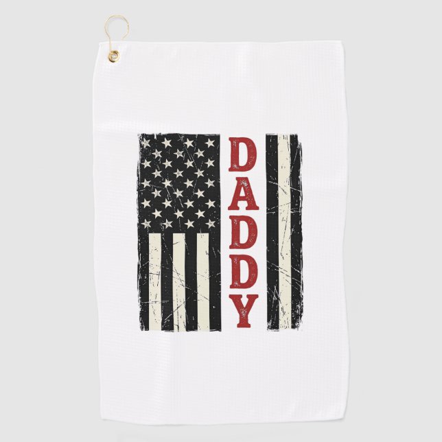 Distressed Daddy American Flag Shirt Design_1 Golf Towel (Front)