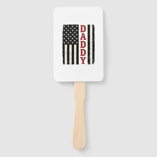 Distressed Daddy American Flag Shirt Design_1 Hand Fan (Front)