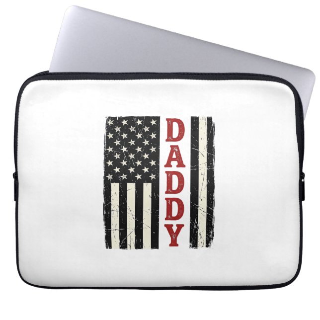 Distressed Daddy American Flag Shirt Design_1 Laptop Sleeve (Front)