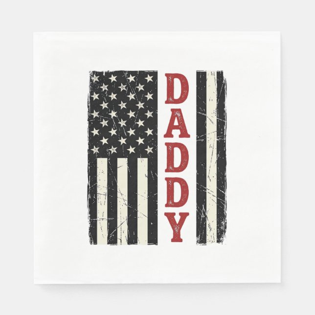 Distressed Daddy American Flag Shirt Design_1 Napkins (Front)