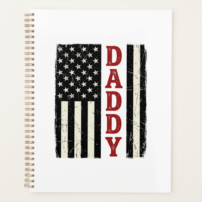Distressed Daddy American Flag Shirt Design_1 Planner (Front)