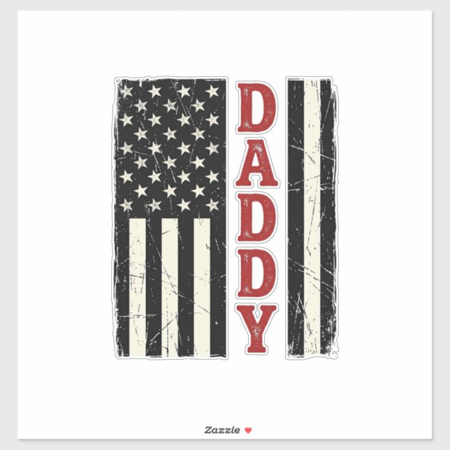 Distressed Daddy American Flag Shirt Design_1 Sticker (Sheet)