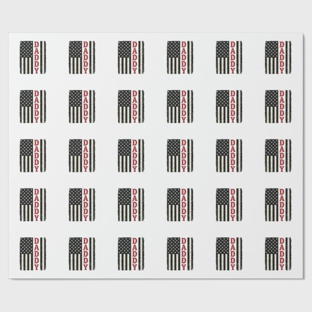 Distressed Daddy American Flag Shirt Design_1 Wrapping Paper (Flat)