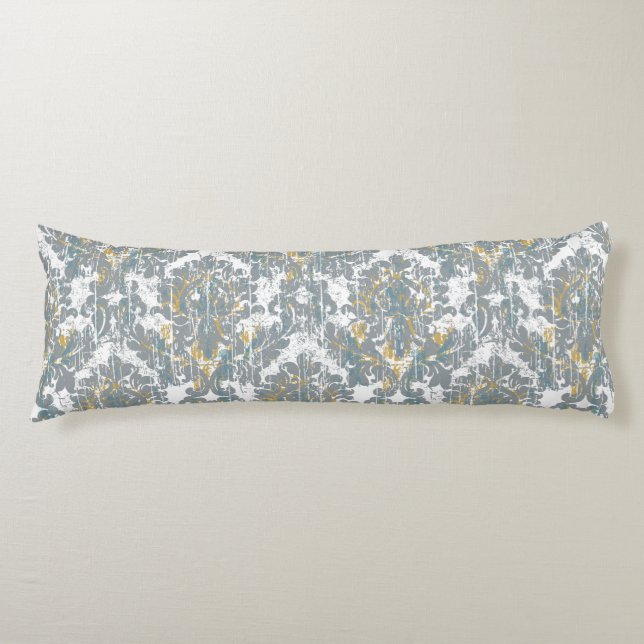 Distressed Damask Pattern Body Pillow (Front)