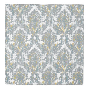 Distressed Damask Pattern Duvet Cover