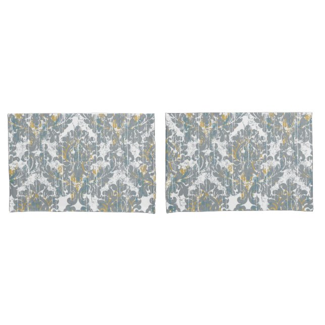 Distressed Damask Pattern Pillow Case (Front-Set)