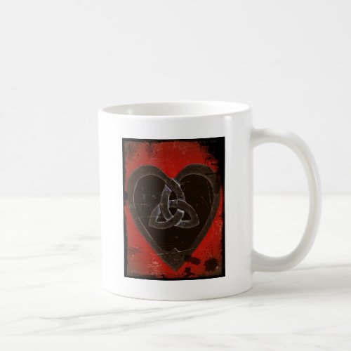 Distressed Dark Red Celtic Heart Coffee Mug