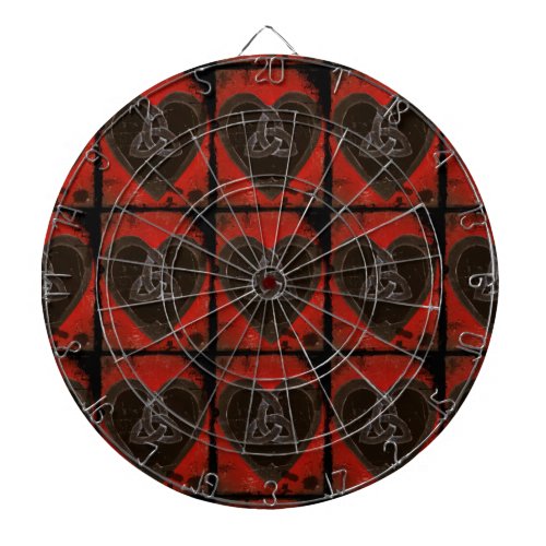 Distressed Dark Red Celtic Heart Dartboard