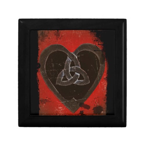 Distressed Dark Red Celtic Heart Gift Box