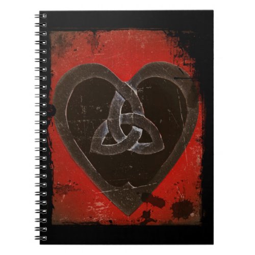 Distressed Dark Red Celtic Heart Notebook
