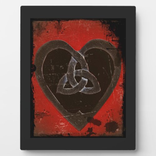 Distressed Dark Red Celtic Heart Plaque