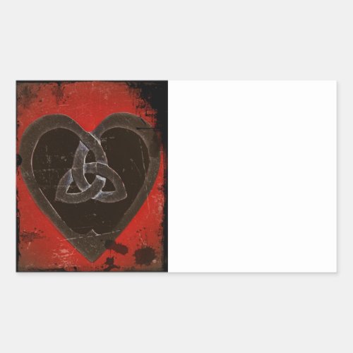 Distressed Dark Red Celtic Heart Rectangular Sticker