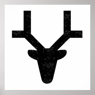 Distressed Deer Head Silhouette Poster