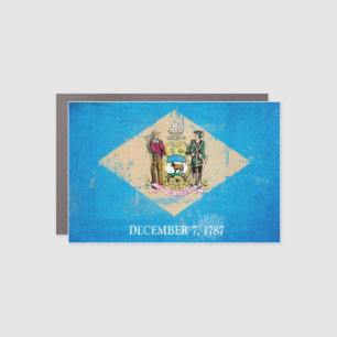 Distressed Delaware Flag Car Magnet