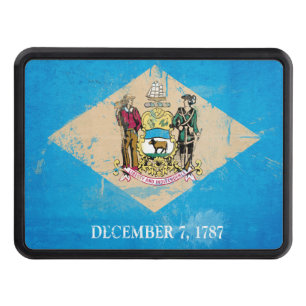 Distressed Delaware Flag Hitch Cover