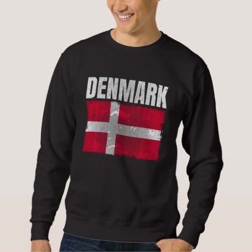 Distressed Denmark Flag Graphic For Men Women Kids Sweatshirt