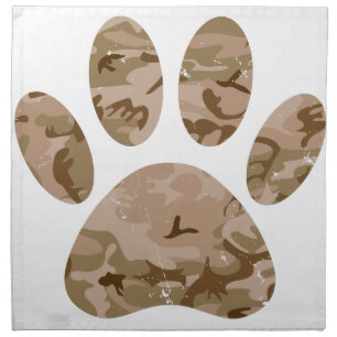 Distressed Desert Camo Dog Paw Print Cloth Napkin