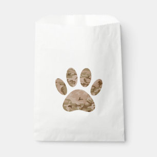 Distressed Desert Camo Dog Paw Print Favor Bag
