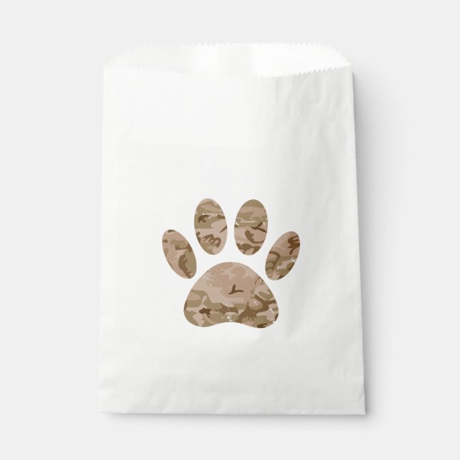 Distressed Desert Camo Dog Paw Print Favor Bag (Front)