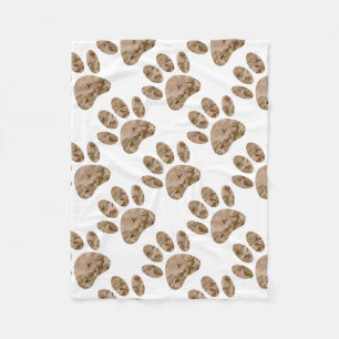 Distressed Desert Camo Dog Paw Print Fleece Blanket
