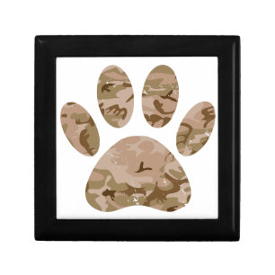 Distressed Desert Camo Dog Paw Print Gift Box