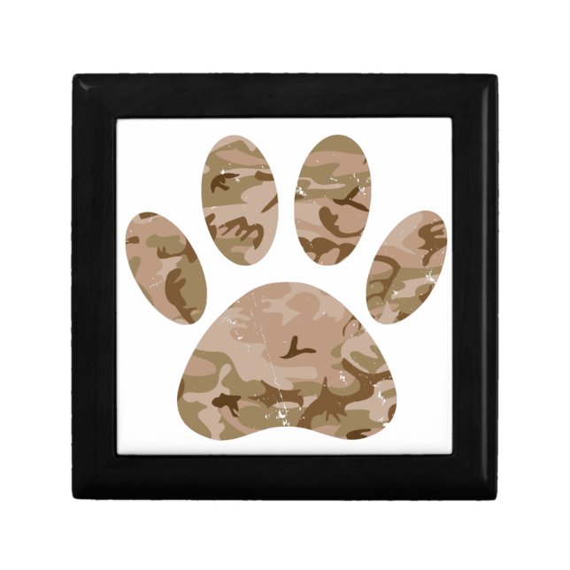 Distressed Desert Camo Dog Paw Print Gift Box (Front)