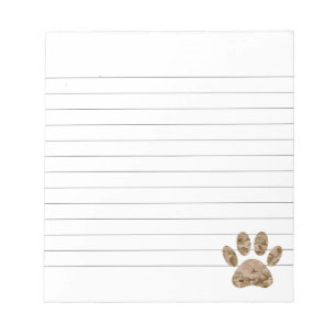 Distressed Desert Camo Dog Paw Print Lined Notepad