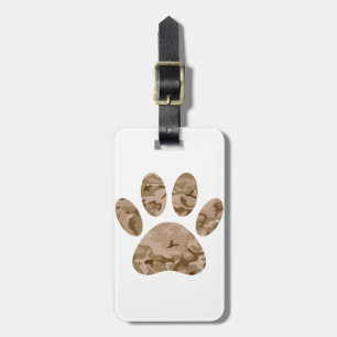 Distressed Desert Camo Dog Paw Print Luggage Tag