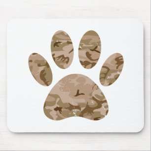 Distressed Desert Camo Dog Paw Print Mouse Pad