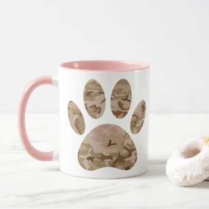 Distressed Desert Camo Dog Paw Print Mug