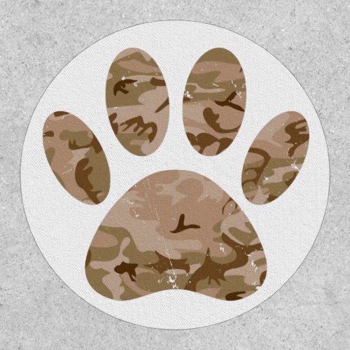 Distressed Desert Camo Dog Paw Print Patch