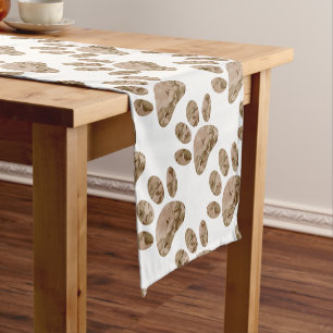 Distressed Desert Camo Dog Paw Print Short Table Runner