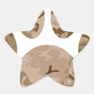Distressed Desert Camo Dog Paw Print Star Sticker