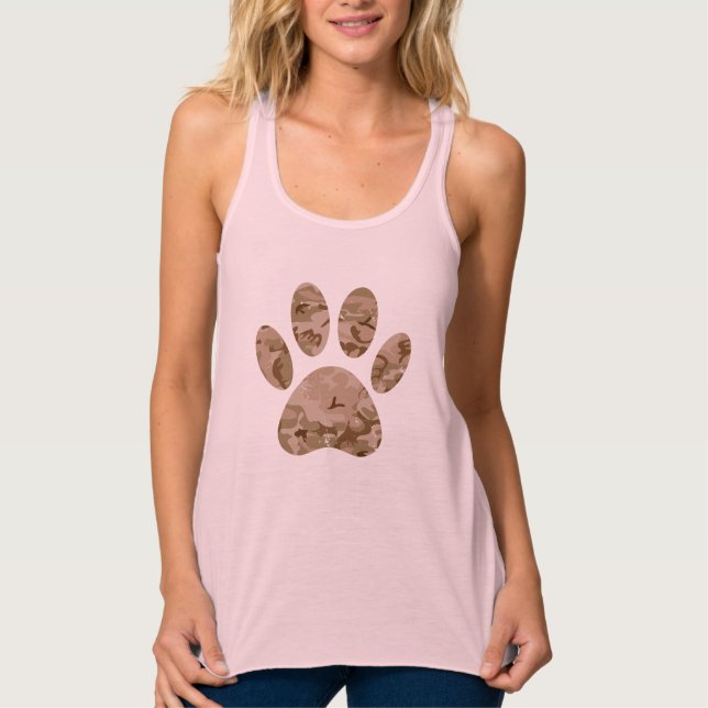 Distressed Desert Camo Dog Paw Print Tank Top (Front)