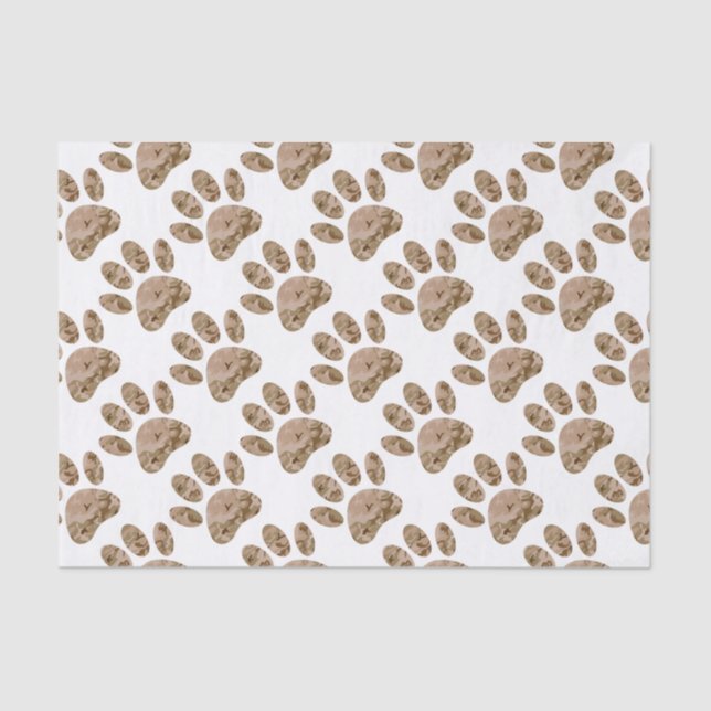 Distressed Desert Camo Dog Paw Print Tissue Paper (Front)