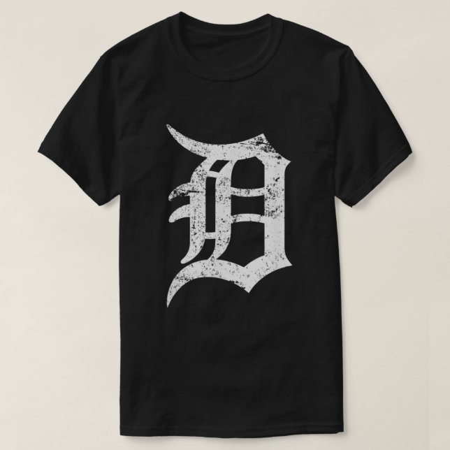 Distressed Detroit D Lettering Design T-Shirt (Design Front)