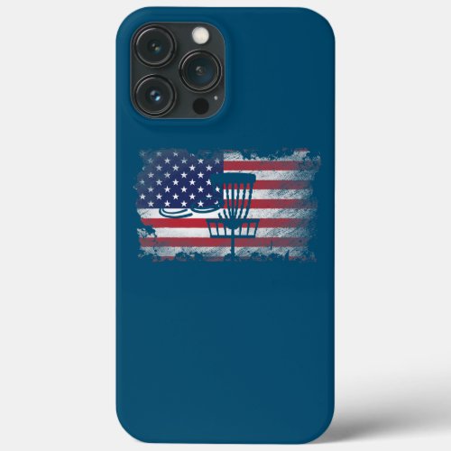 Distressed Disc Golf American Flag Vintage USA iPhone 13 Pro Max Case