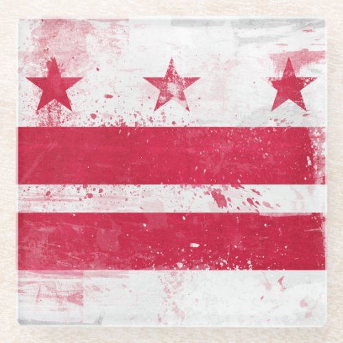 Distressed District of Columbia Flag Glass Coaster