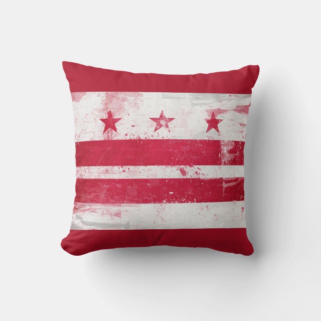 Distressed District of Columbia Flag Throw Pillow (Front)