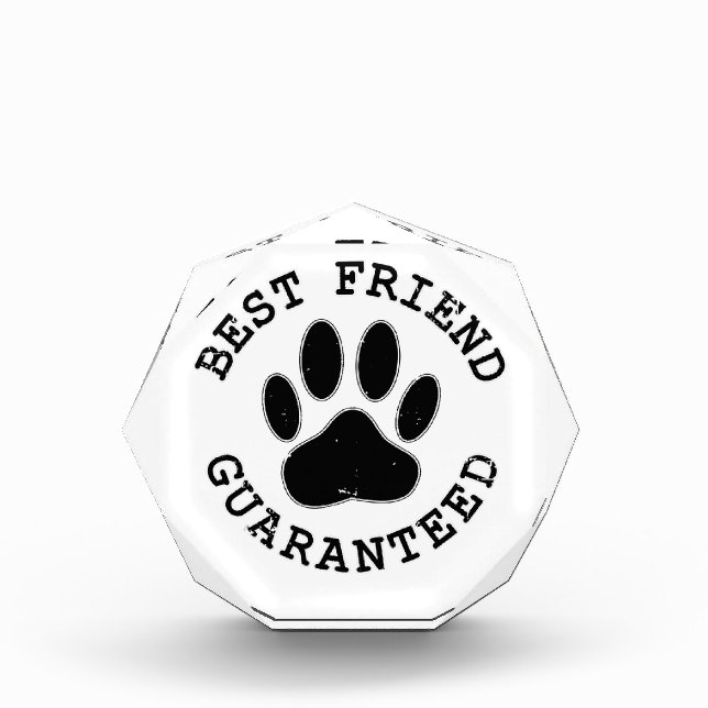 Distressed Dog Paw Best Friend Guaranteed Acrylic Award (Front)